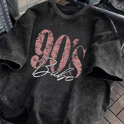 Damen Vintage Oversize T-Shirt 90's Babe Retro Streetwear Print
