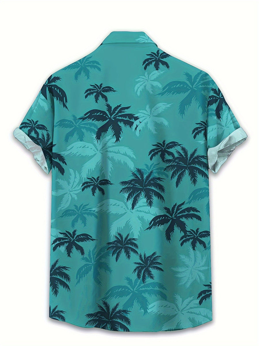 Herren Hawaiihemd Kurzarm – Sommerliches Freizeitshirt mit Palmenmuster für Urlaub & Strand