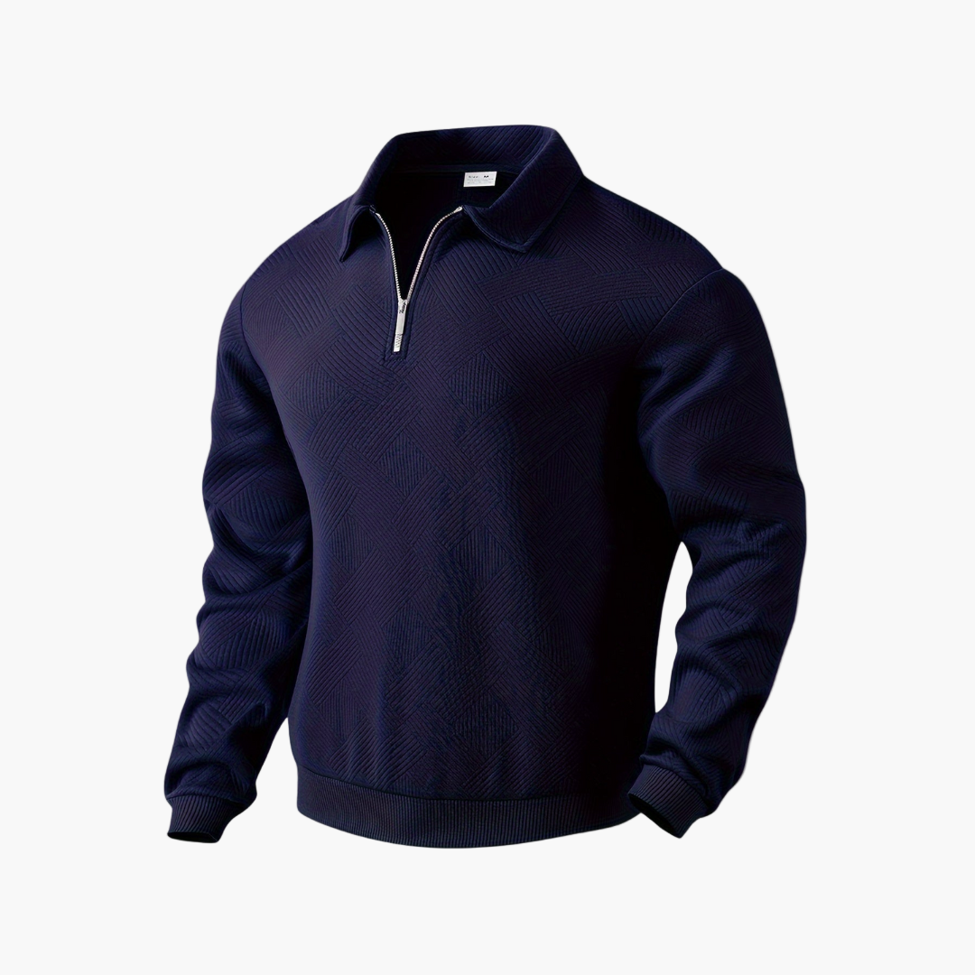 Herren Vintage Sweatshirt mit Reißverschluss-Kragen und geometrischem Muster – Lässig & Stilvoll für Alltag und Freizeit
