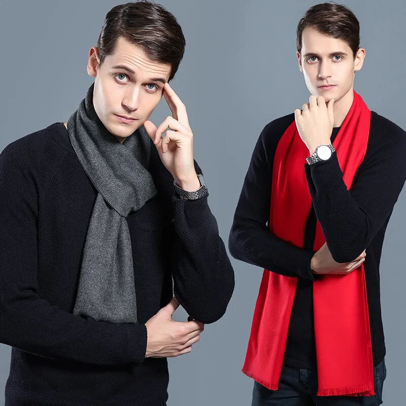 Unisex Winter Schal Weiches Material Einfarbig oder Kariert mit Fransen