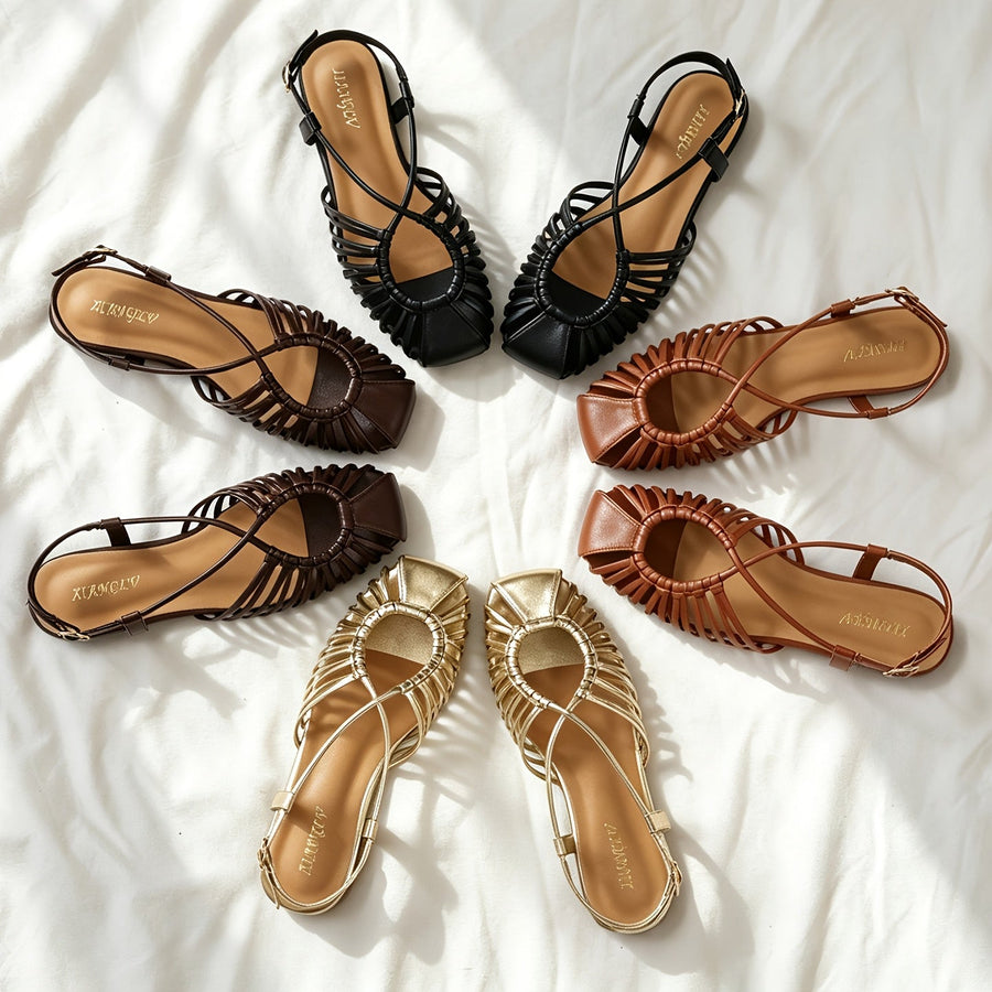 Damen Cage Sandalen mit eckiger Spitze und verstellbarem Riemen – Elegante Sommerschuhe für Alltag und Freizeit