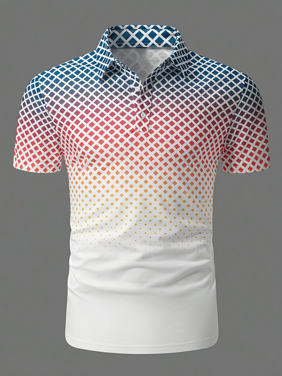 Herren Polohemd mit modernem Gittermuster – Stilvolles Freizeitshirt für Alltag und Sport