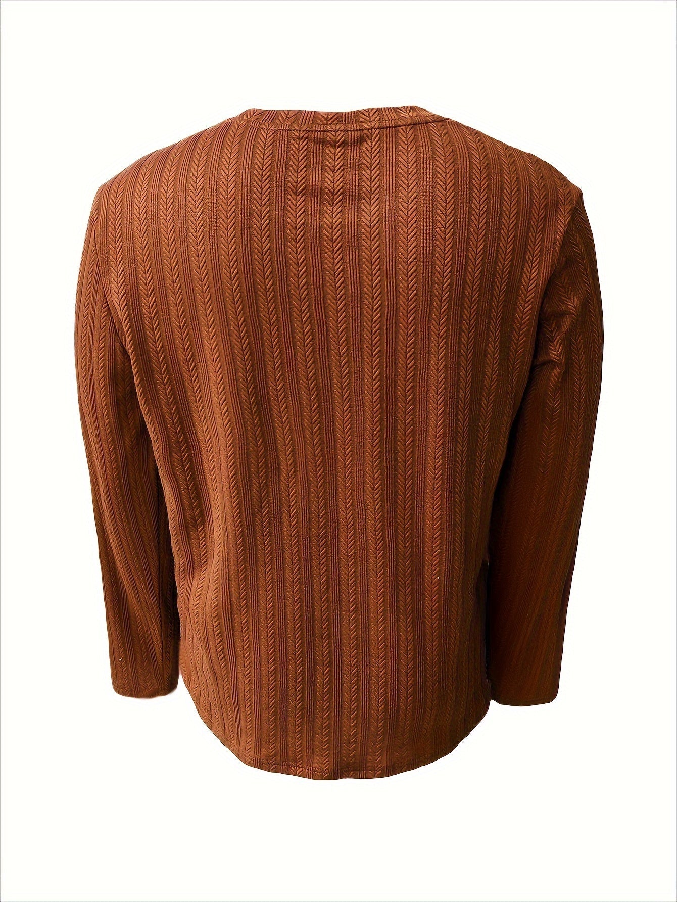 Herren Langarmshirt Slim Fit mit Strukturmuster Rundhals Weiß