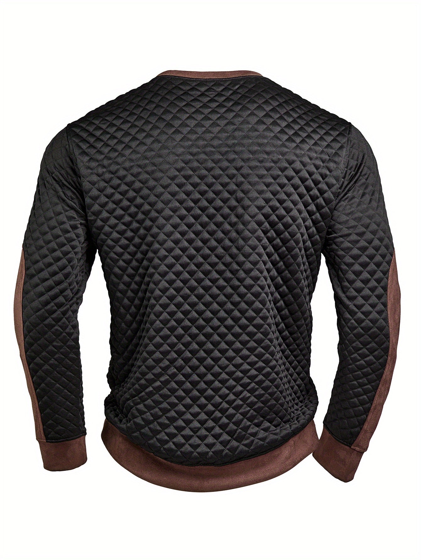Herren Stepp-Sweatshirt Rundhals Schwarz-Braun mit Kängurutasche