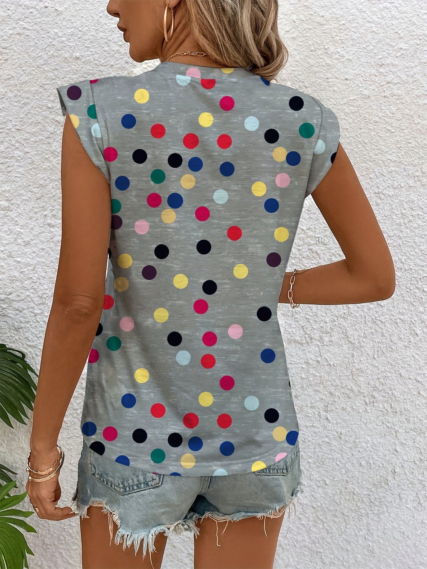 Damen Polka Dot Ärmelloses Oberteil Modern Freizeit