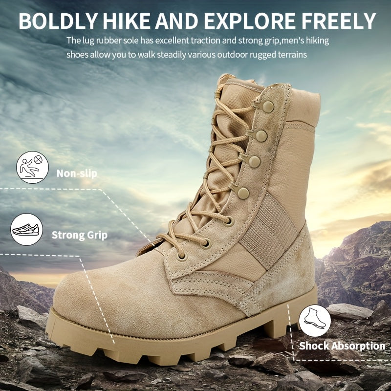 Unisex Schnürstiefeletten Beige mit Reißverschluss, Robuste Sohle