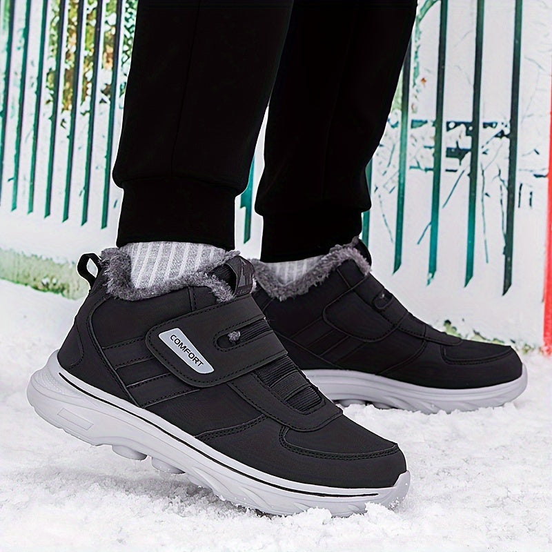 Winterstiefel mit Futter, Klettverschluss, rutschfester Sohle, warm gefütterte Winterschuhe