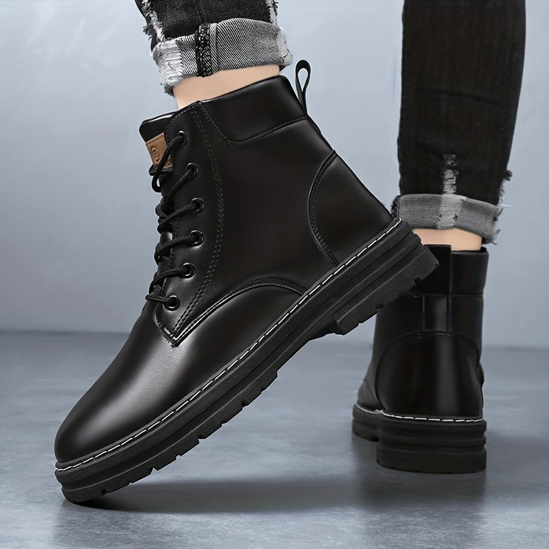 Herren Worker Boots Schnürstiefel Olivgrün mit profilierter Sohle