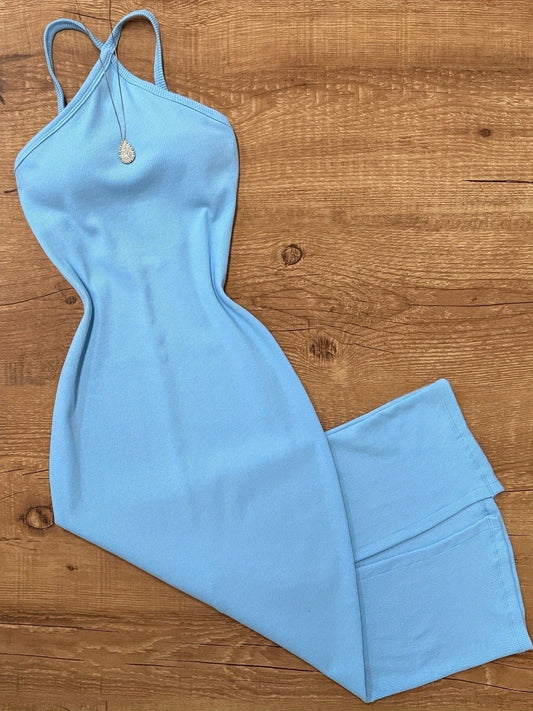 Damen Bodycon Midi Kleid mit Halterneck und modernem Schnitt – Elegantes Freizeit- und Ausgehkleid