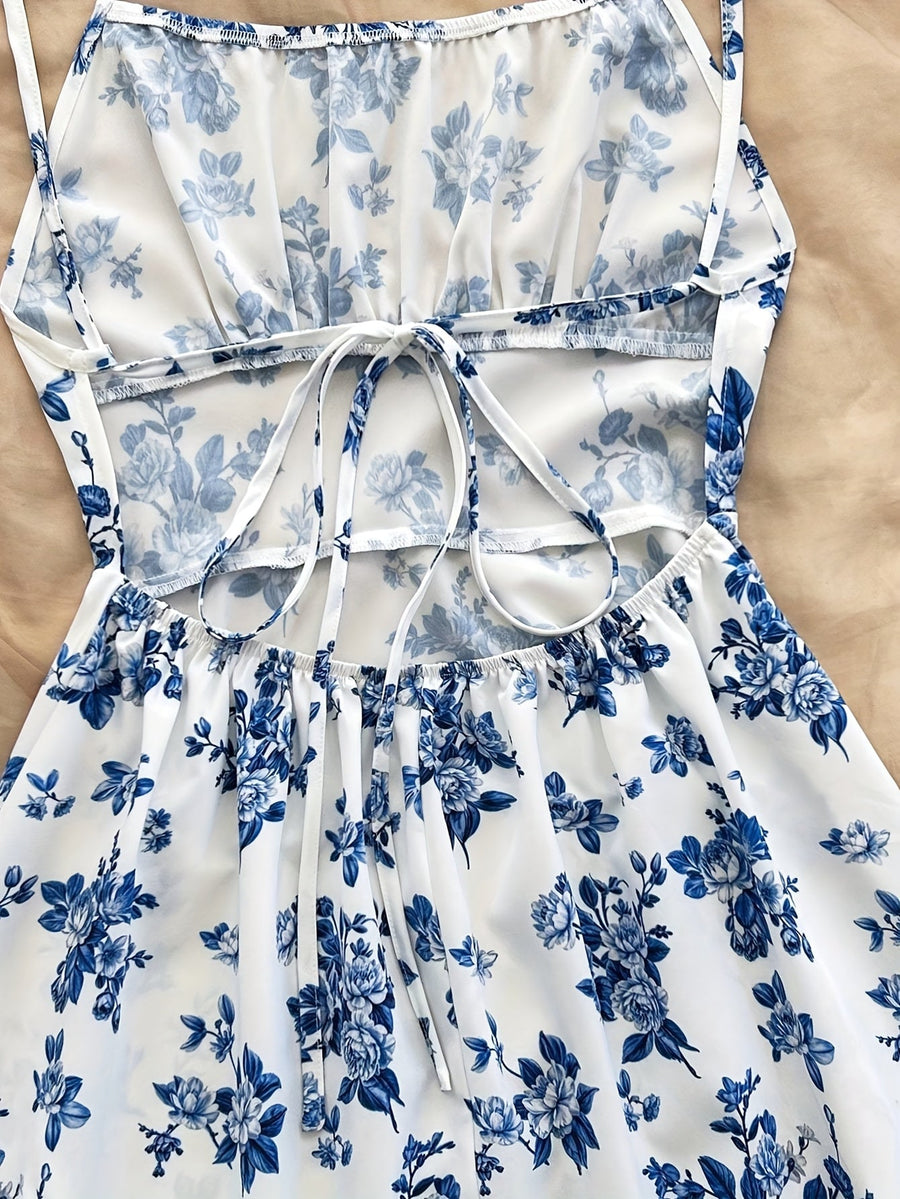Damen Sommerkleid Elegant mit Blumenmuster und Spaghettiträgern – Perfekt für Freizeit und besondere Anlässe