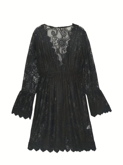Damen Strand-Tunika mit Spitze und Boho-Charme – Elegante Bademode Cover-Up für Urlaub & Strand