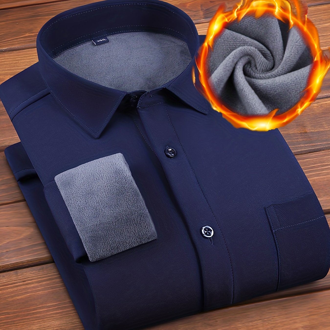 Herren Hemd langärmlig warm gefüttert Winterhemd Freizeithemd mit Brusttasche