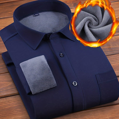 Herren Hemd langärmlig warm gefüttert Winterhemd Freizeithemd mit Brusttasche