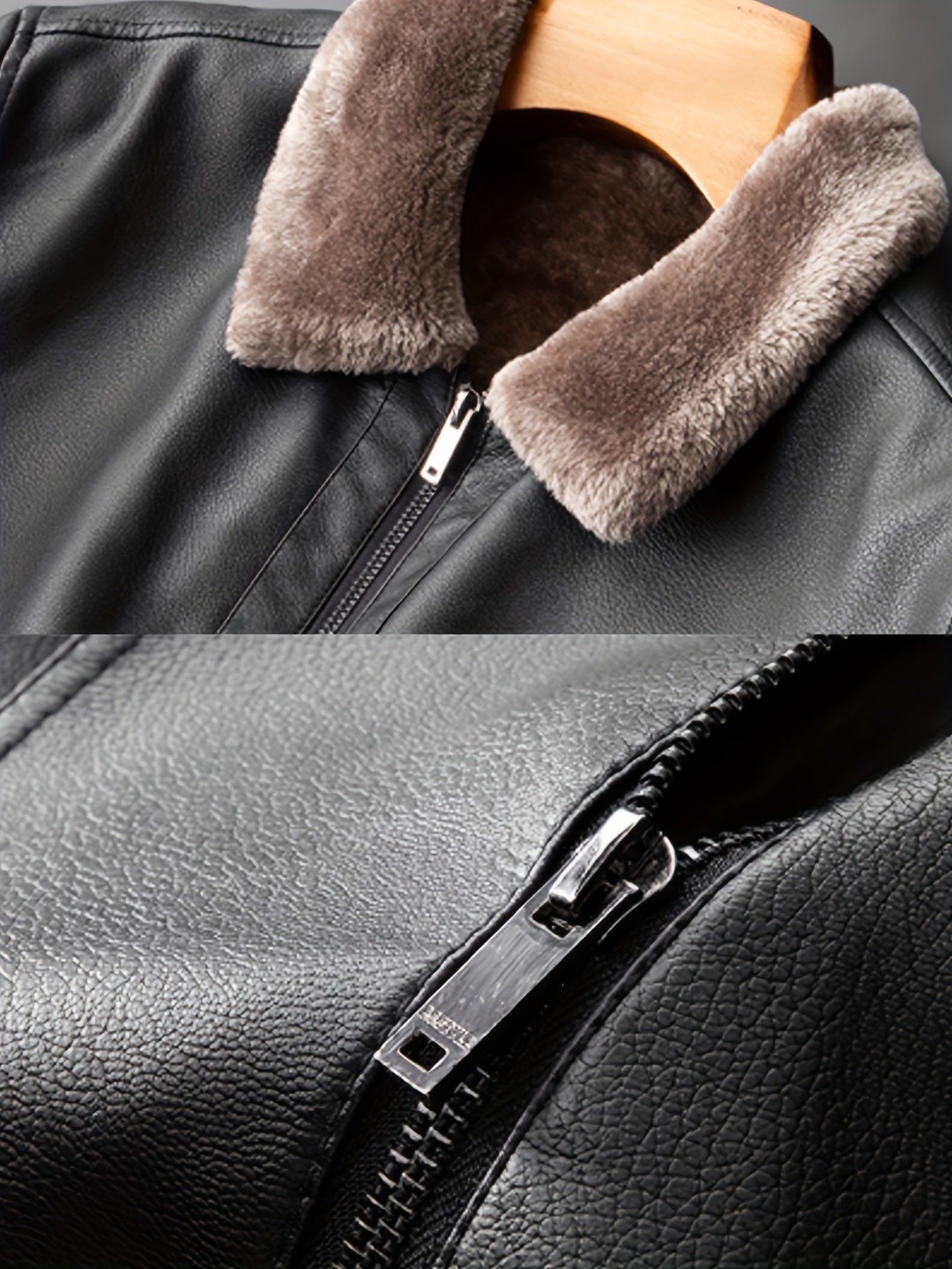Herren Winterjacke Schwarz mit Kragen und weichem Innenfutter