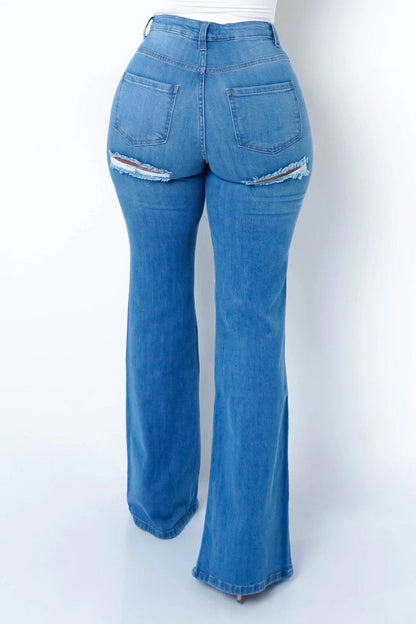 Julie – Elastische Zerrissene Schlagjeans für Damen