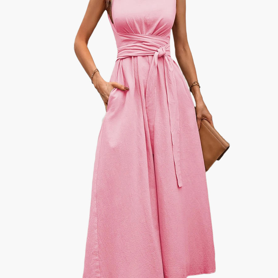 Damen Jumpsuit Elegant Ärmellos mit Gürtel – Perfekt für Alltag und besondere Anlässe