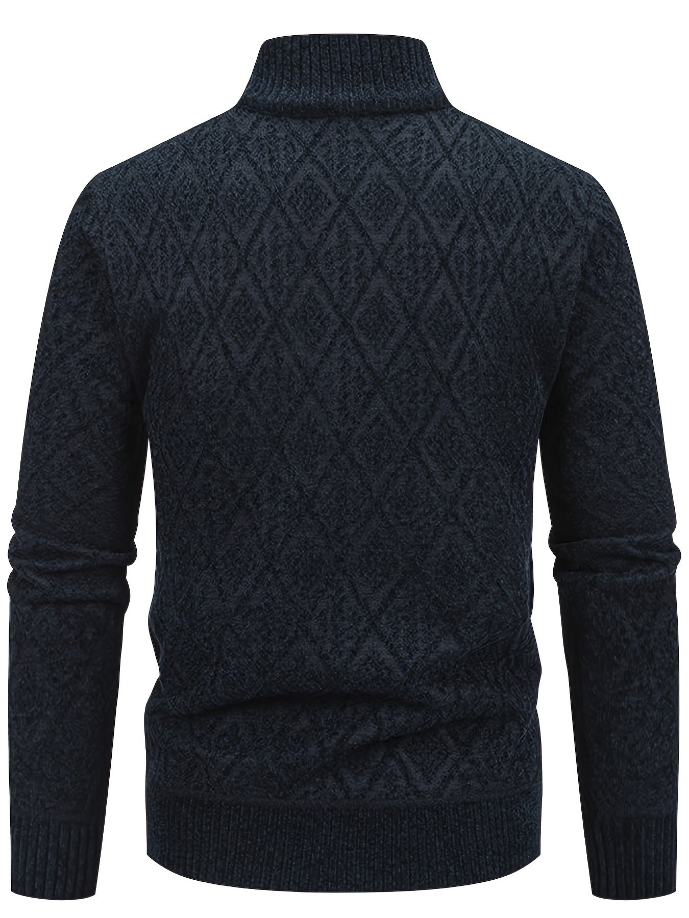 Herren Strickjacke mit Stehkragen, Reißverschluss und Rautenmuster