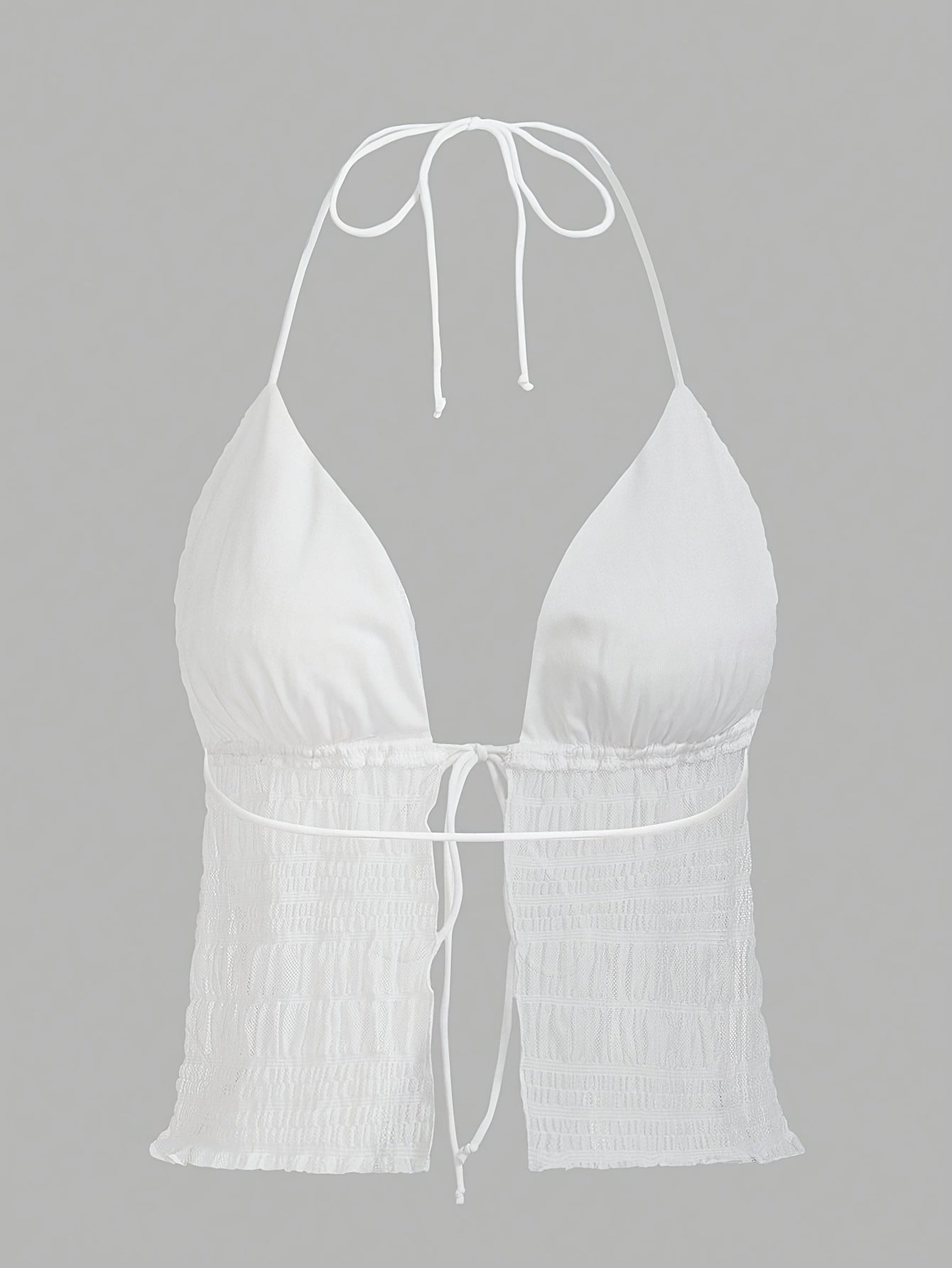 Damen Halterneck Camisole Top mit Raffung und Bindeband – Modisches Party- und Ausgehoberteil