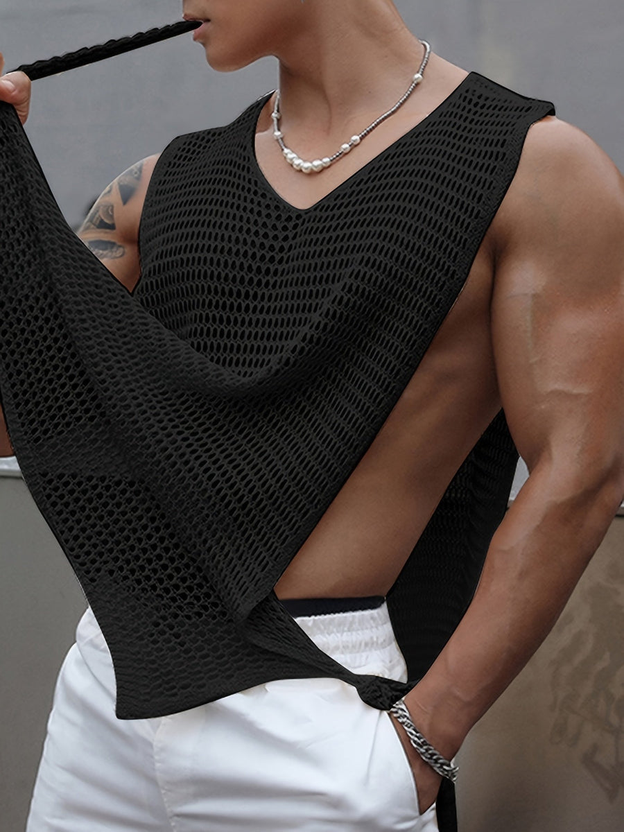 Herren Mesh Tank Top mit offenen Seiten – Moderner Streetstyle Look