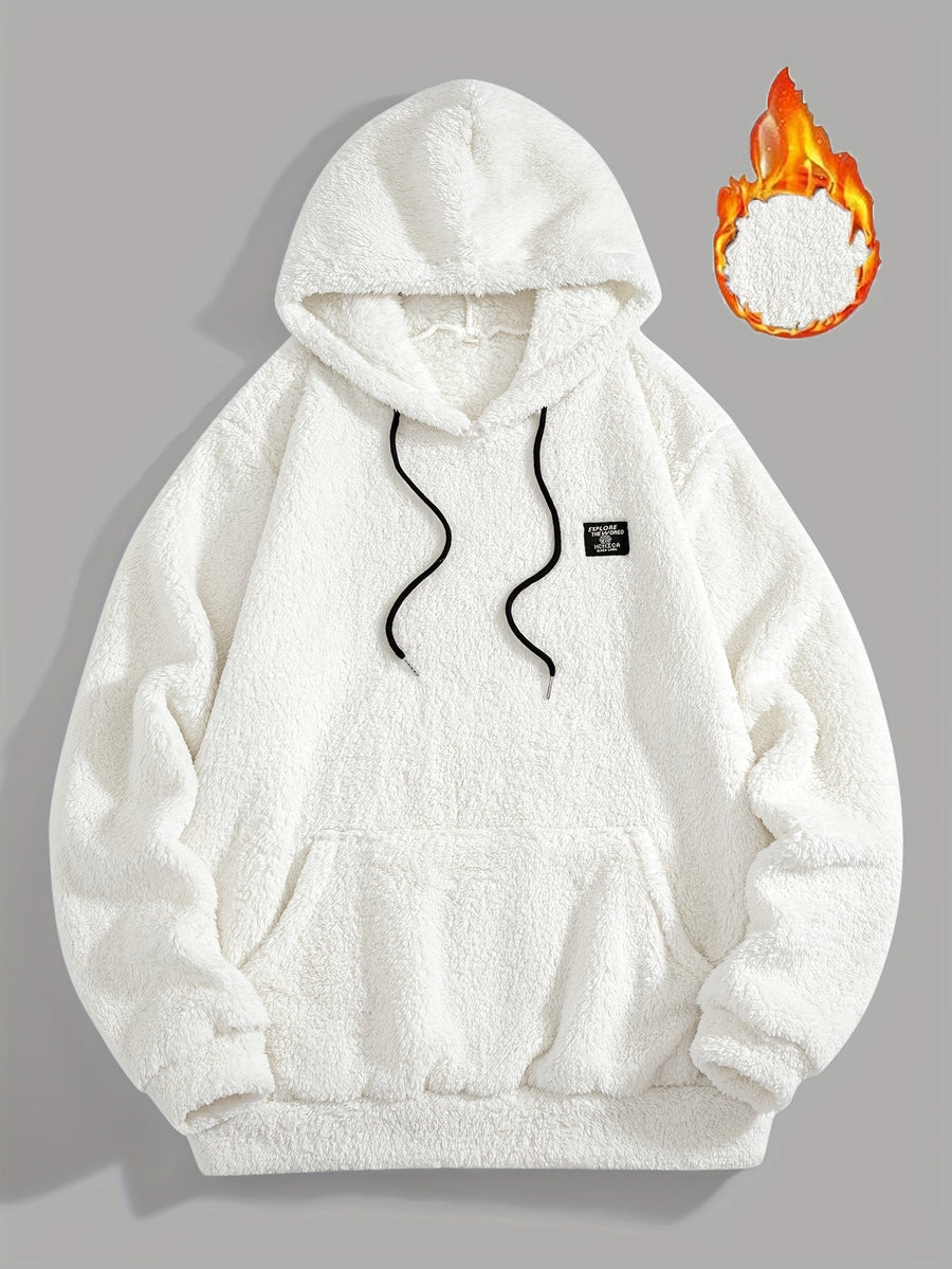 Unisex Teddy Hoodie Plüsch-Pullover mit Kapuze und Kängurutasche