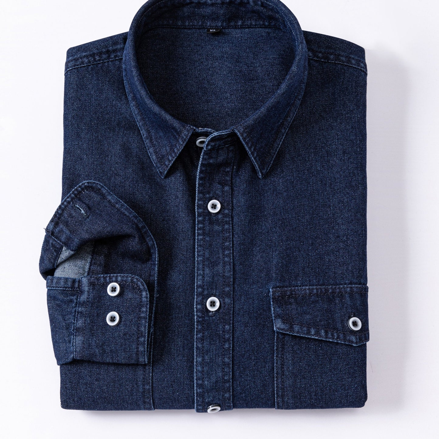 Herren Jeanshemd Langarm mit Brusttasche und Knopfleiste