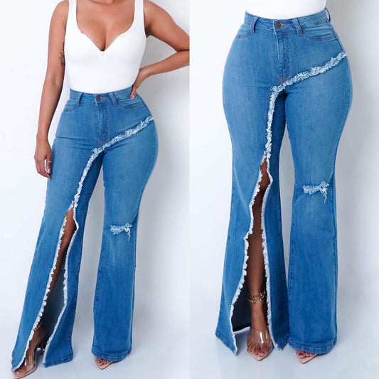 Julie – Elastische Zerrissene Schlagjeans für Damen