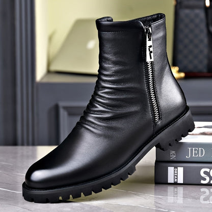 Schwarze Stiefeletten Herren mit Reißverschluss, Knöchelhohe Boots
