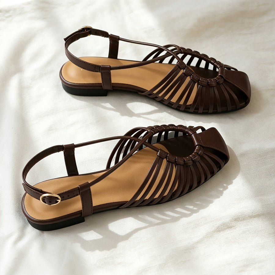 Damen Cage Sandalen mit eckiger Spitze und verstellbarem Riemen – Elegante Sommerschuhe für Alltag und Freizeit