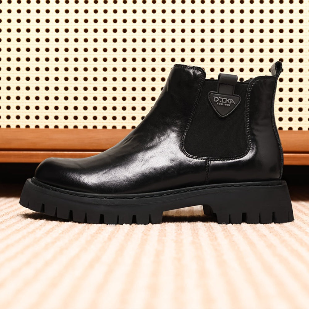 Chelsea Boots Plateau Damen Herren Chunky Sohle Schwarz Grau Stiefel