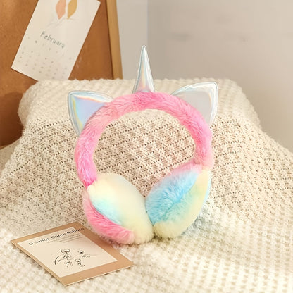 Unicorn Ohrenschützer für Kinder, Plüsch, mehrfarbig, mit Horn & Ohren