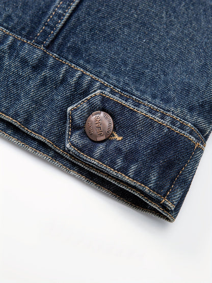 Jeansweste ärmellos in Used-Optik mit Fransen