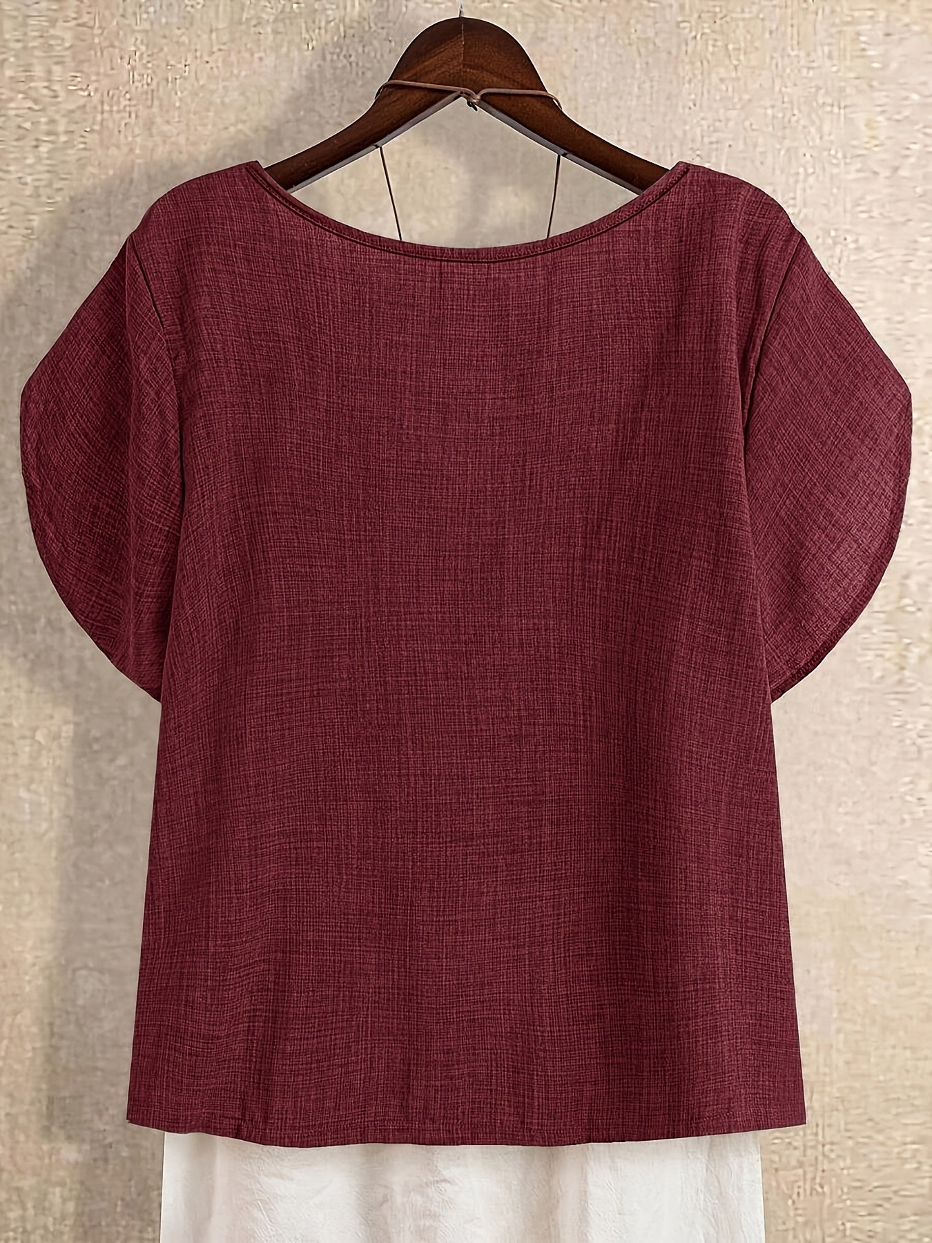 Damen Asymmetrische Tunika Bluse mit Knopfdetail und weitem Schnitt – Stilvolles Freizeit- und Büro-Outfit