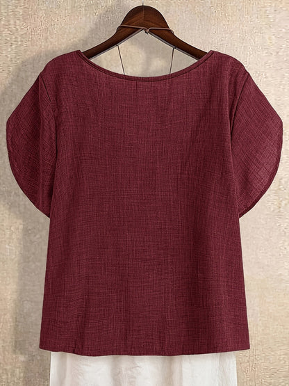Damen Asymmetrische Tunika Bluse mit Knopfdetail und weitem Schnitt – Stilvolles Freizeit- und Büro-Outfit