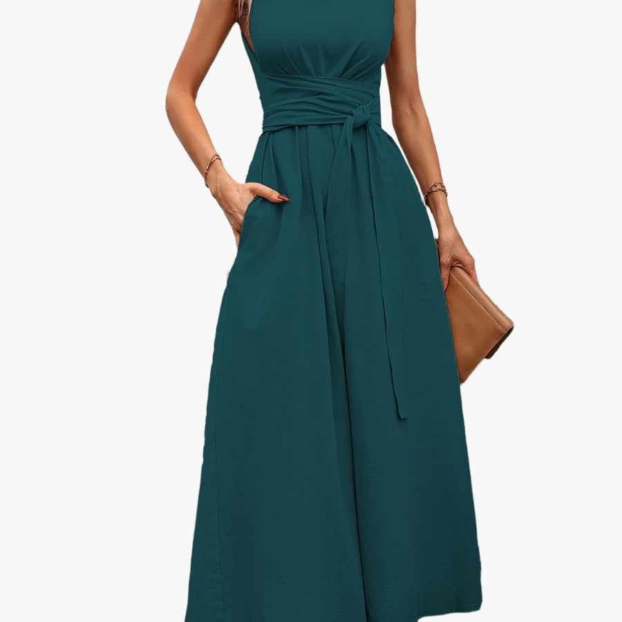 Damen Jumpsuit Elegant Ärmellos mit Gürtel – Perfekt für Alltag und besondere Anlässe
