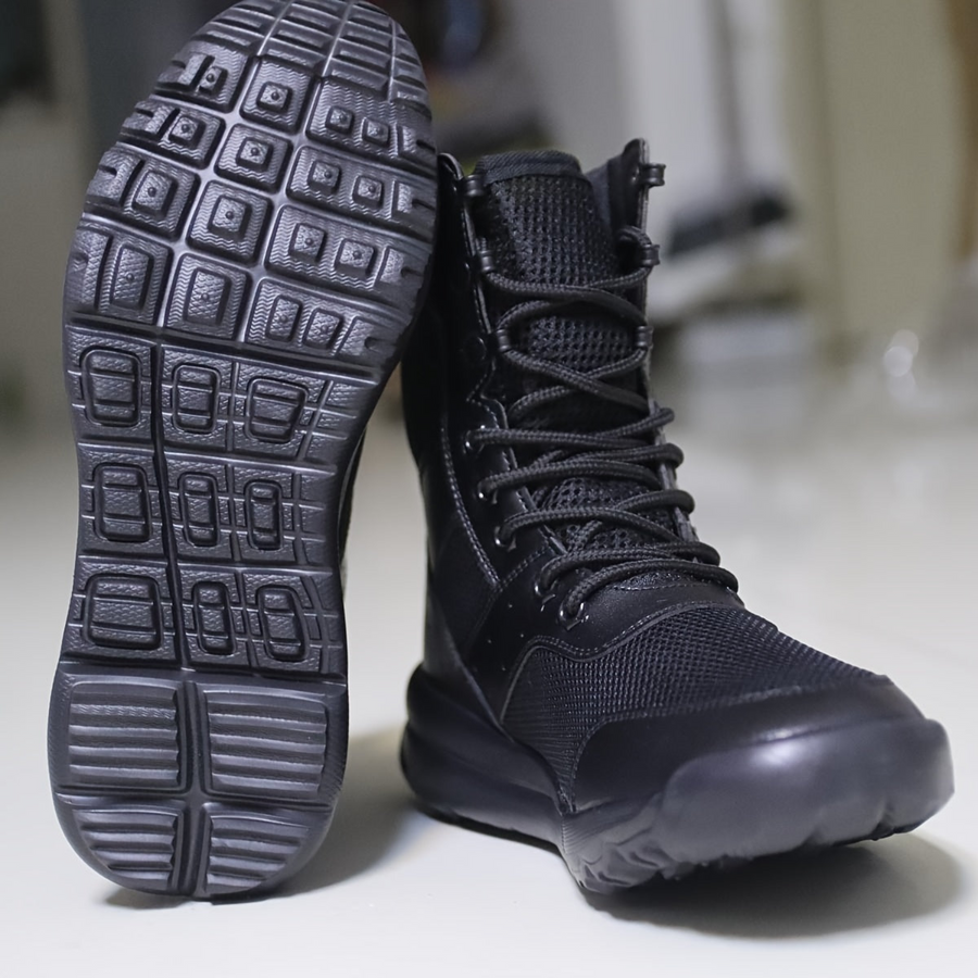 Stiefeletten Herren Schwarz Atmungsaktiv Schnürung Profilsohle