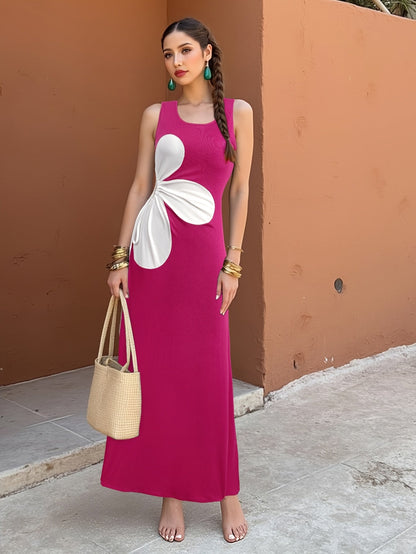 Damen Midikleid mit Blumen-Design und Cut-Out, modisch und figurschmeichelnd, ideal für Freizeit und Ausgehen