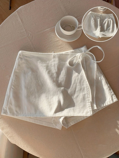 Damen Wickel-Strandskort mit Shorts – Femininer Beach-Look