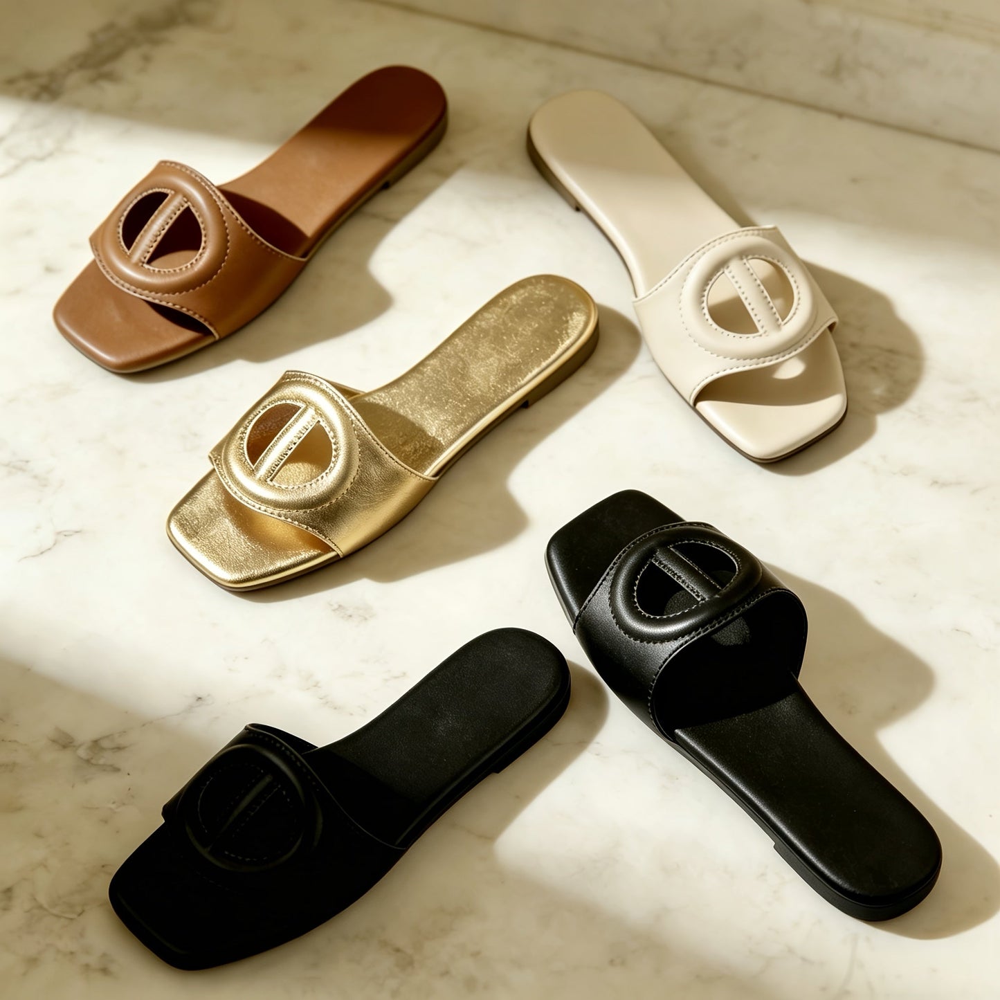 Damen Slide Sandalen Modern Minimalistisch Schlupfschuhe Eleganter Look