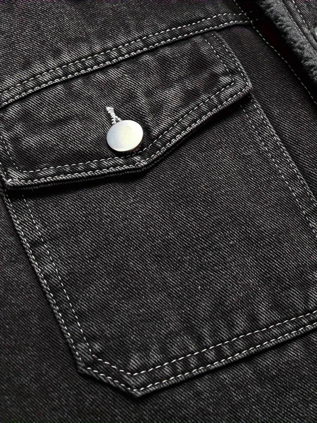 Herren Winterjacke Jeansoptik Warm Gefüttert Schwarze/Graue/Blaue Jacke mit Teddyfutter