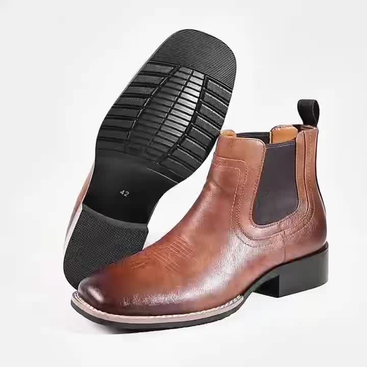 Herren Chelsea Stiefeletten Western-Stil Quadratische Zehenpartie