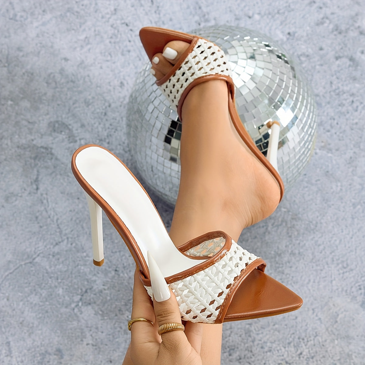 Damen Stiletto Sandaletten mit Mesh-Design – Modische High Heels für Abend & Party
