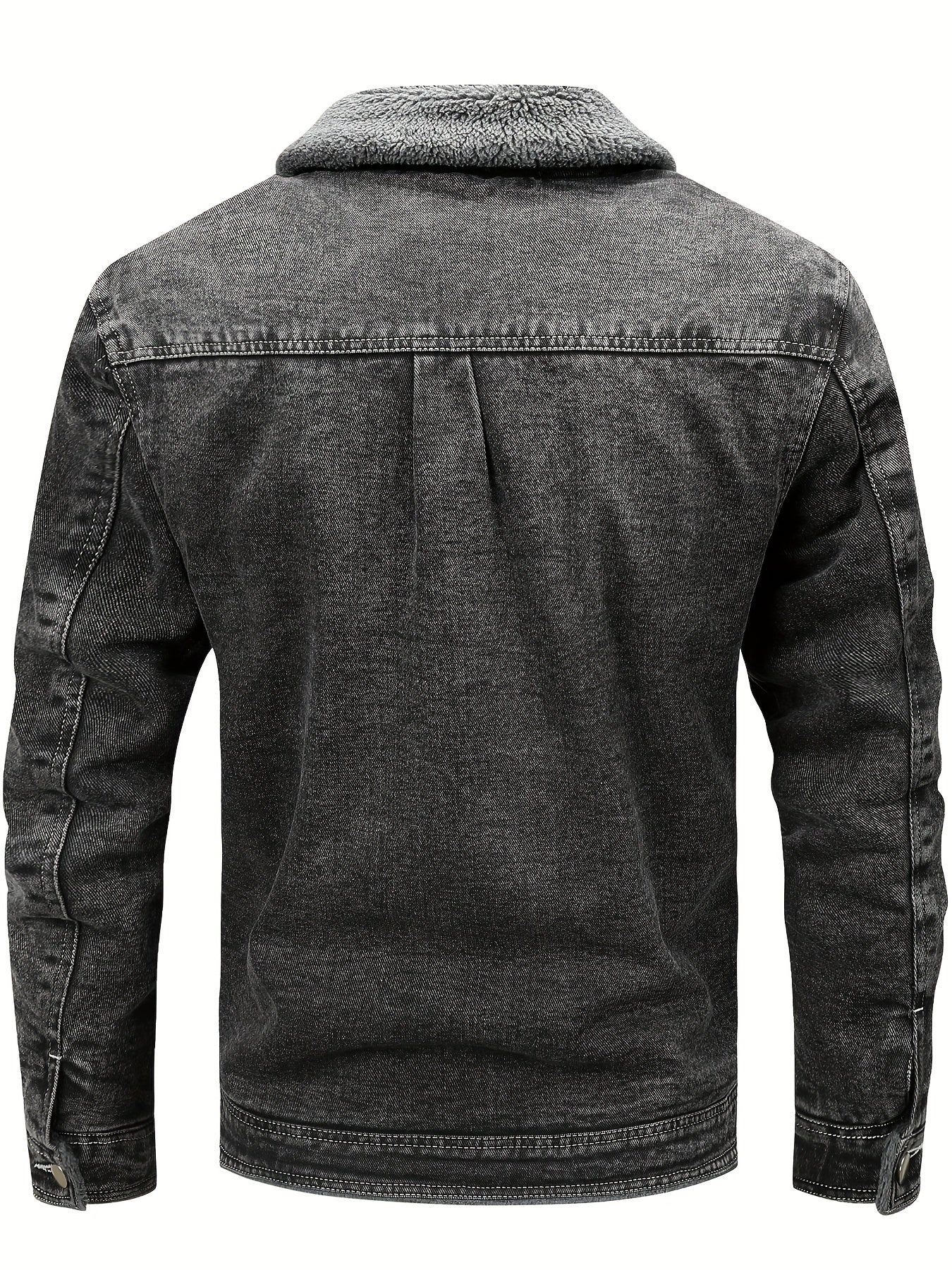 Herren Winterjacke Jeansoptik Warm Gefüttert Schwarze/Graue/Blaue Jacke mit Teddyfutter