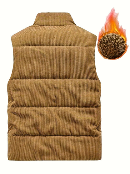 Gesteppte Herren Cordweste mit Stehkragen und weichem Futter