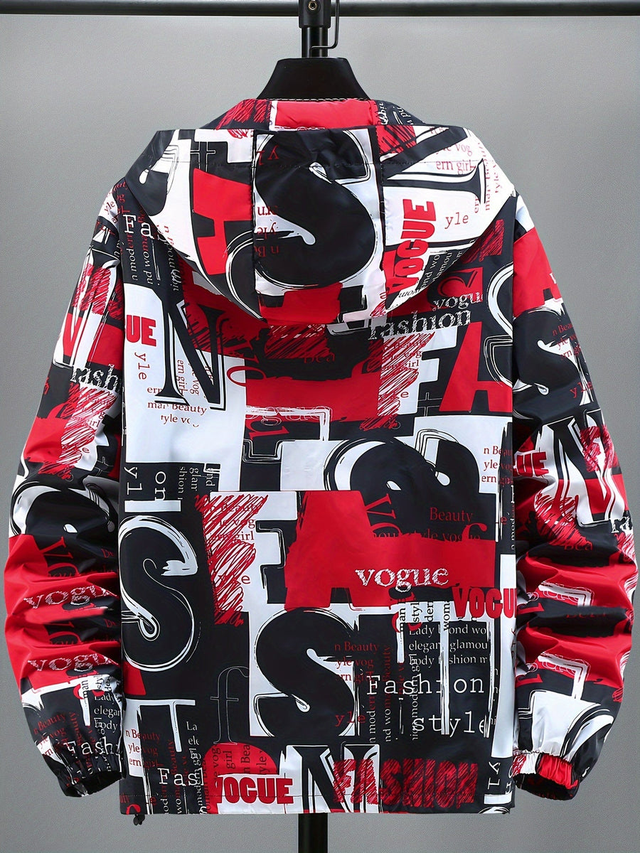 Übergangsjacke Herren Damen mit Kapuze & Allover-Print - Bunt