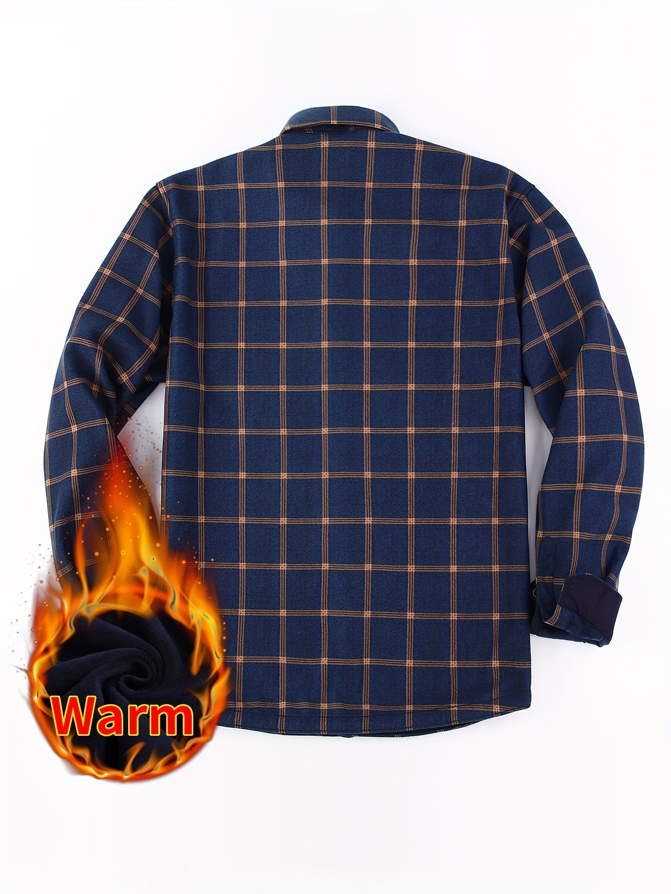 Herren Kariertes Hemd gefüttert Winter Langarm Flanell-Look