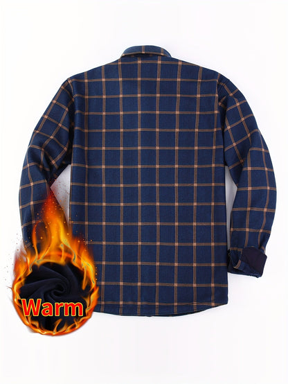 Herren Kariertes Hemd gefüttert Winter Langarm Flanell-Look