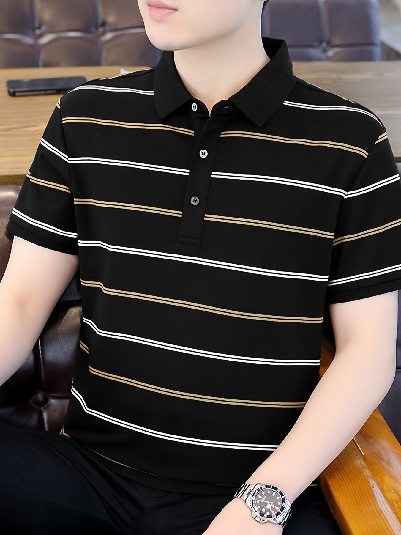 Herren Poloshirt mit Streifen – Stilvolles Freizeit- und Business-Oberteil