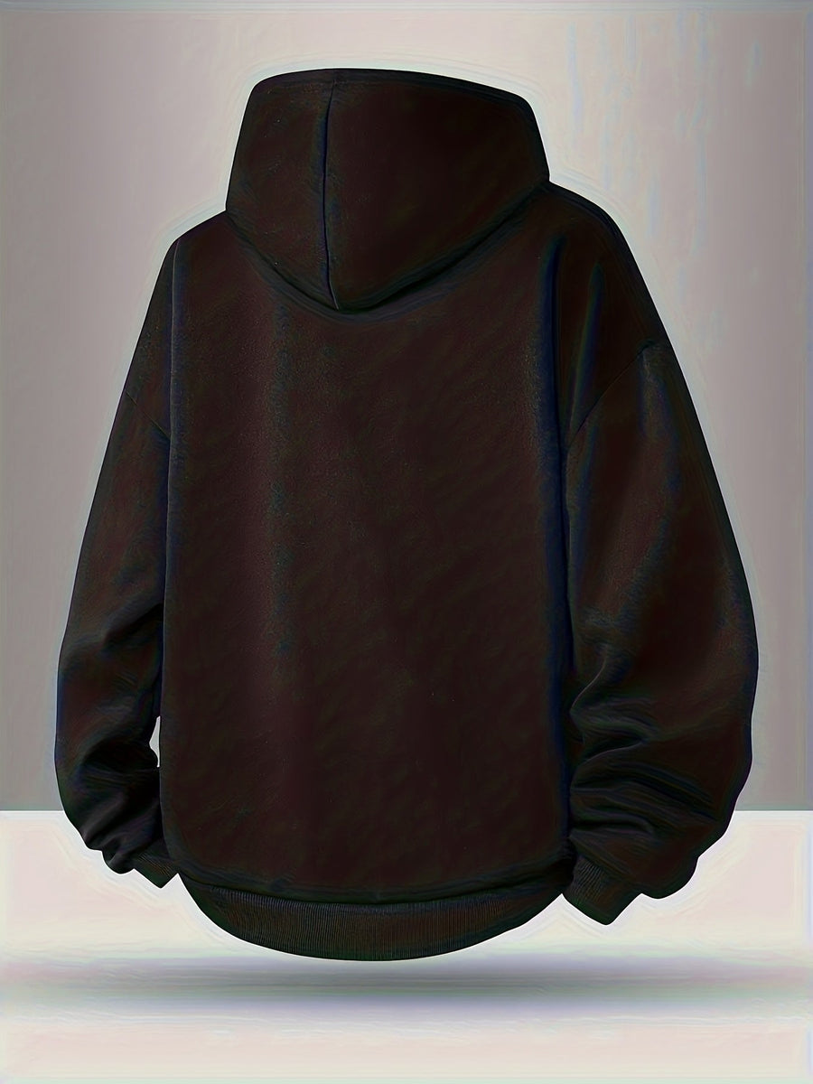 Hoodie Schwarz mit Reißverschluss-Kragen und Kapuze Oversize