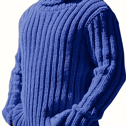 Rollkragen Strickpullover für Herren, Grobstrick, langärmelig, unifarben