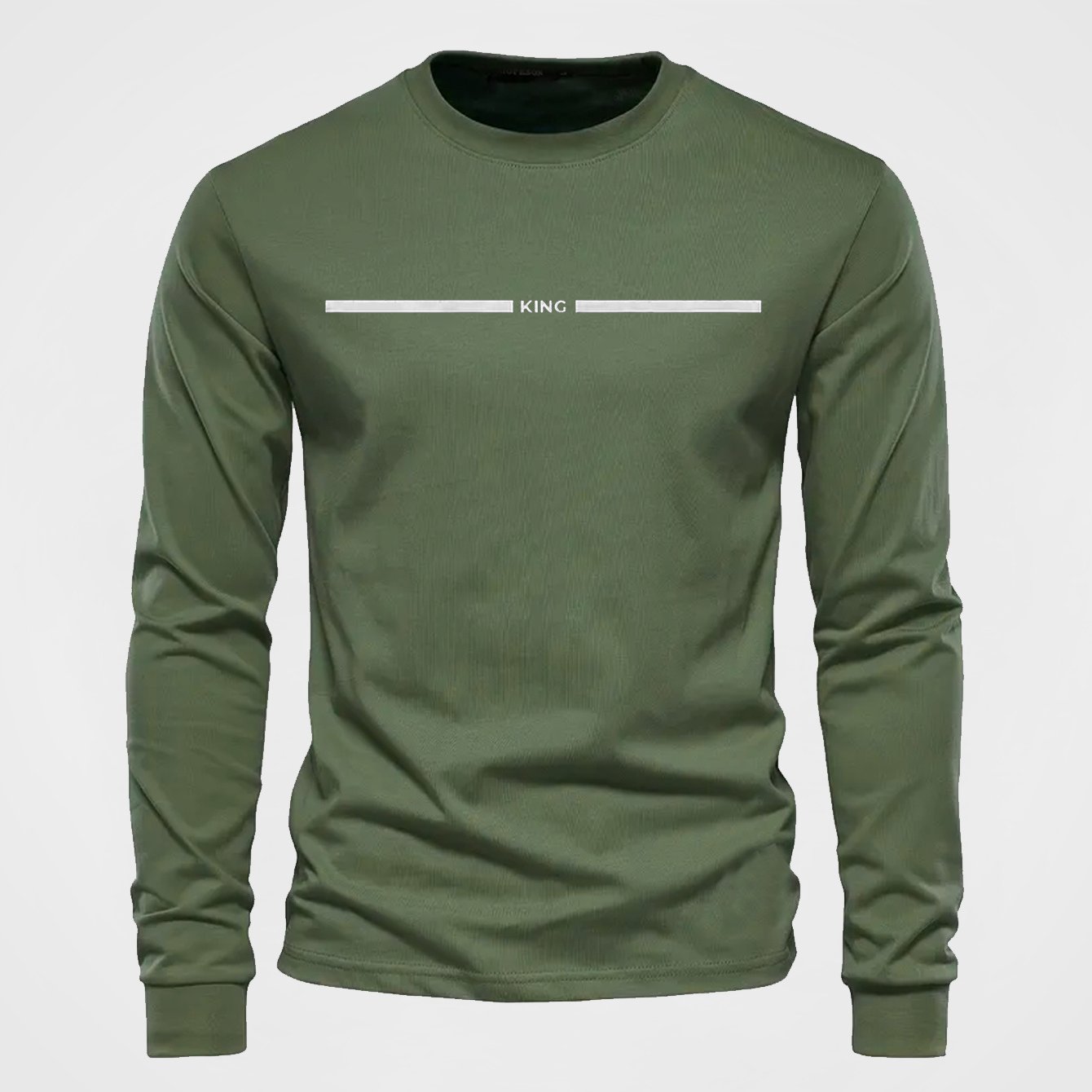 Herren Langarmshirt mit Rundhalsausschnitt und KING-Druck, lässig